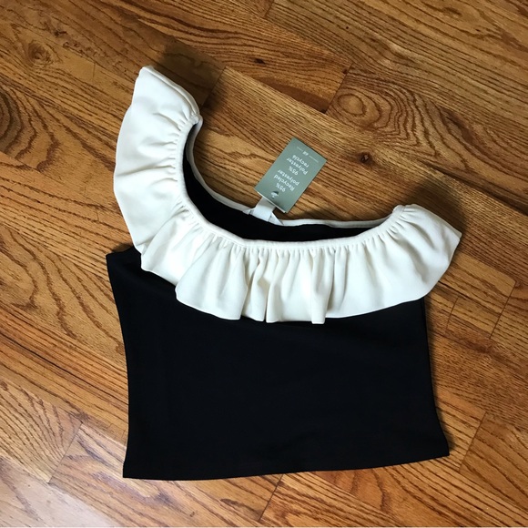 H&M Black/Cream One Shoulder Top NWT - Picture 3 of 3